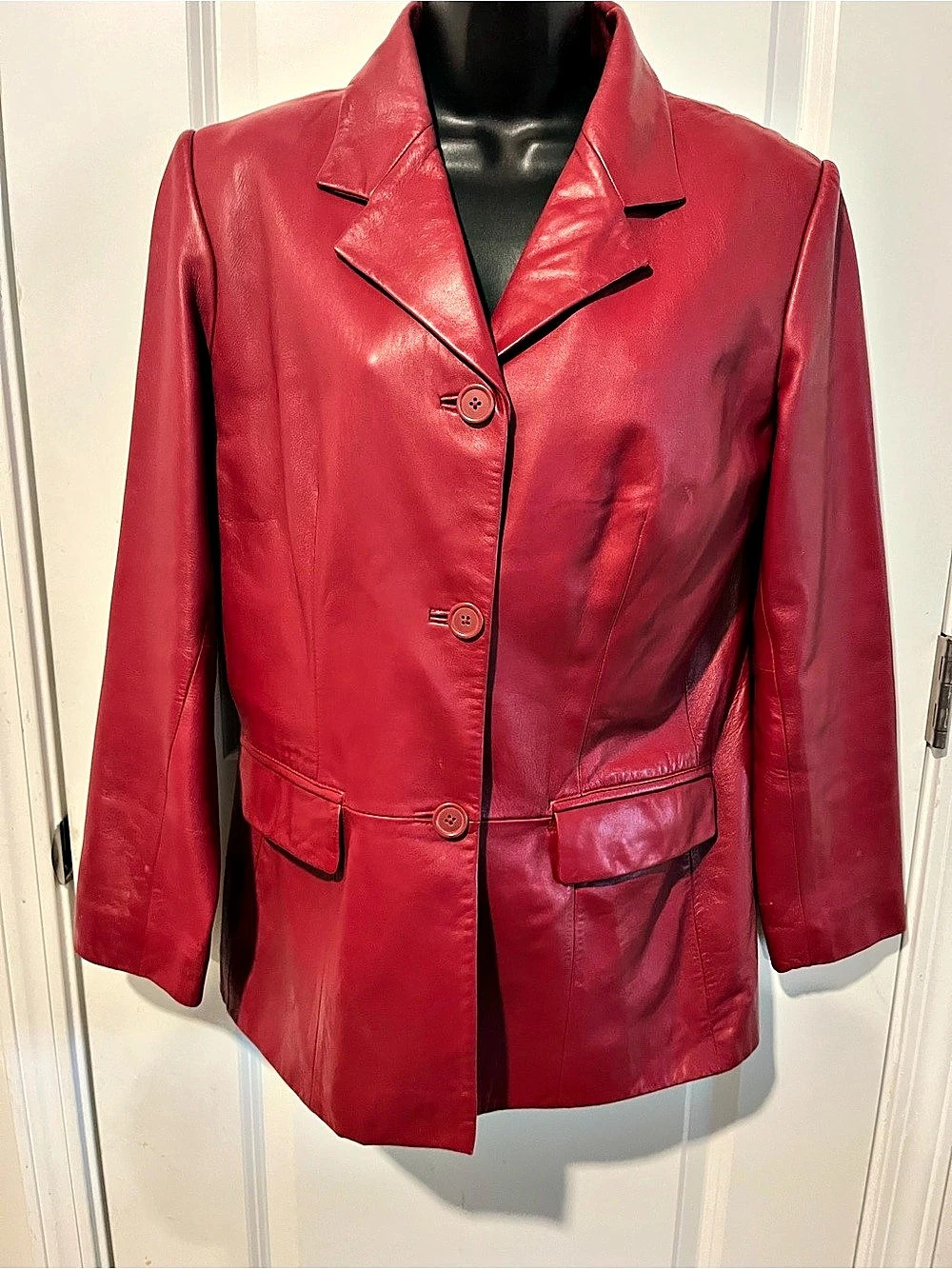 Preston & York Women's Red Leather Jacket Size Small